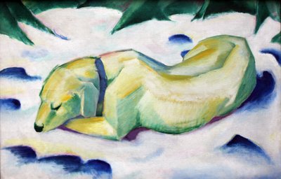 Lying Dog in the Snow by Franz Marc
